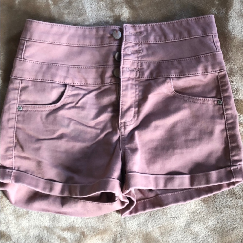 High rise mauve Jean shorts